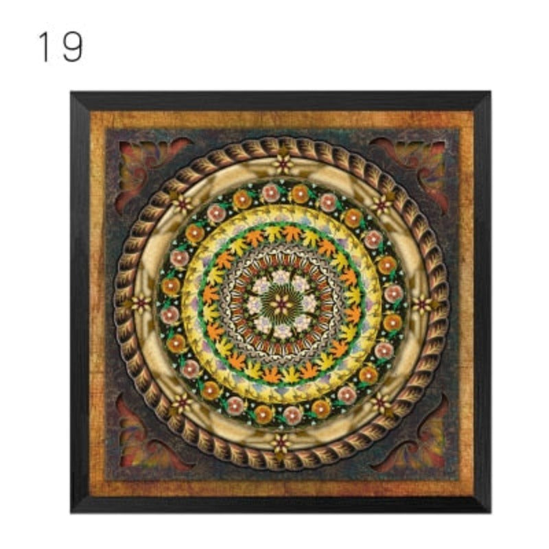 Mandala Ornament Thangka Yoga - Canvas Wandkunst Schilderij