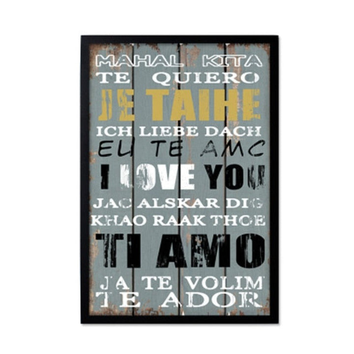 Vintage Europa Poster Love - Canvas Muurkunst Schilderij