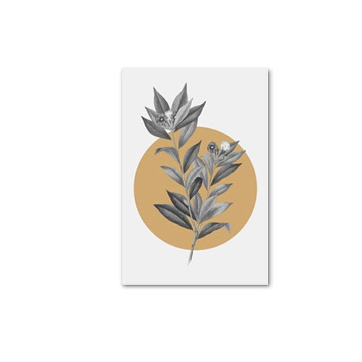 Grijze Bloemen Geometrische Nordic Prints Poster - Canvas Wanddecoratie Schilderij