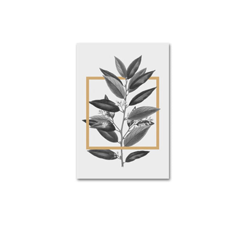 Grijze Bloemen Geometrische Nordic Prints Poster - Canvas Wanddecoratie Schilderij