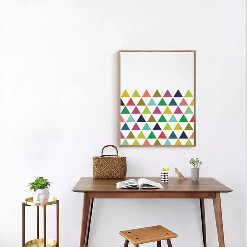 Geometrische Driehoek Kleurrijke Decoratie - Canvas Muurkunst Schilderij