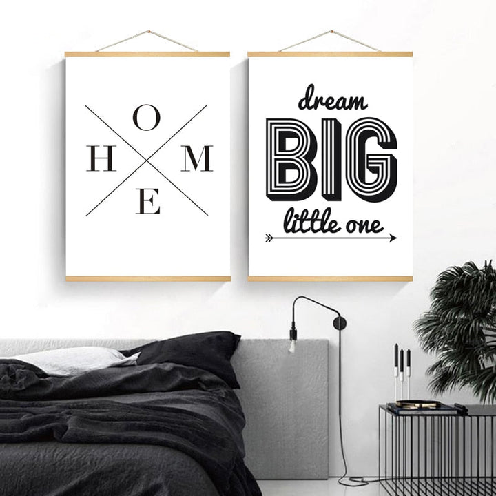 Minimalistische zwart-wit inspirerende letters - canvas wandkunst schilderij