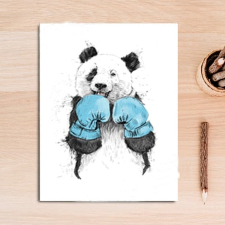 Lustiger Boxkampf-Panda Dier Banksy - Canvas Wandkunst Schilderij