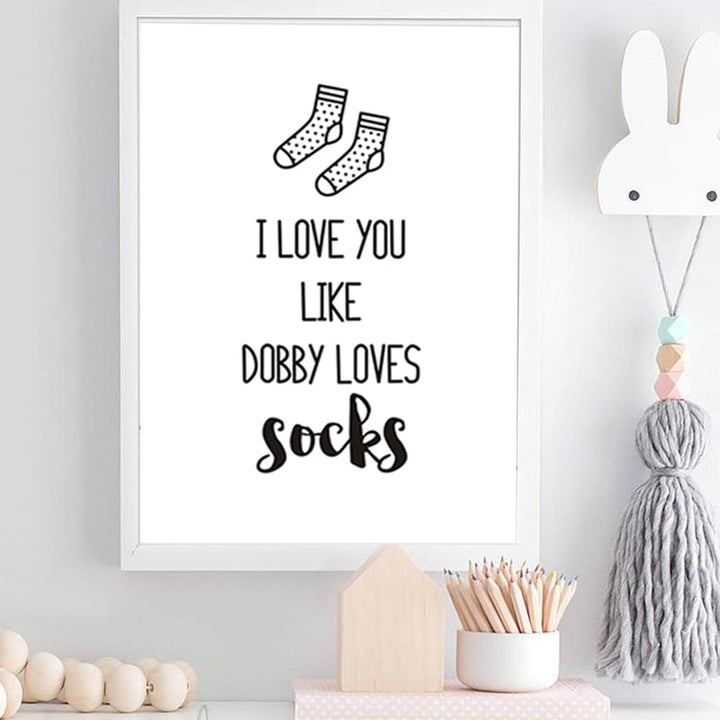 Ik hou van jou Kinderkamer Prints Decor Sokken - Canvas Wandkunst Schilderij