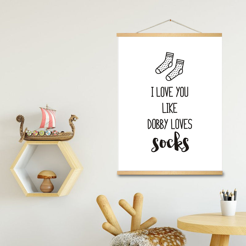 Ik hou van jou Kinderkamer Prints Decor Sokken - Canvas Wandkunst Schilderij