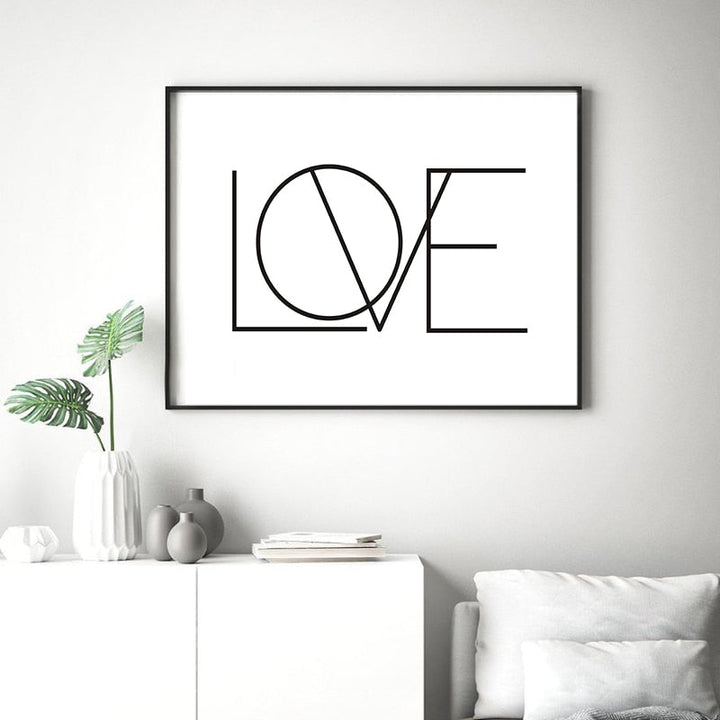 Liefde Canvas Schilderij Zwart en Wit Kinderkamer - Canvas Muurkunst Schilderij