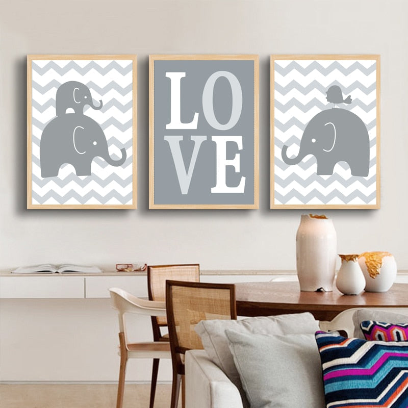 Sweet Elephants - Canvas Wanddecoratie Schilderij