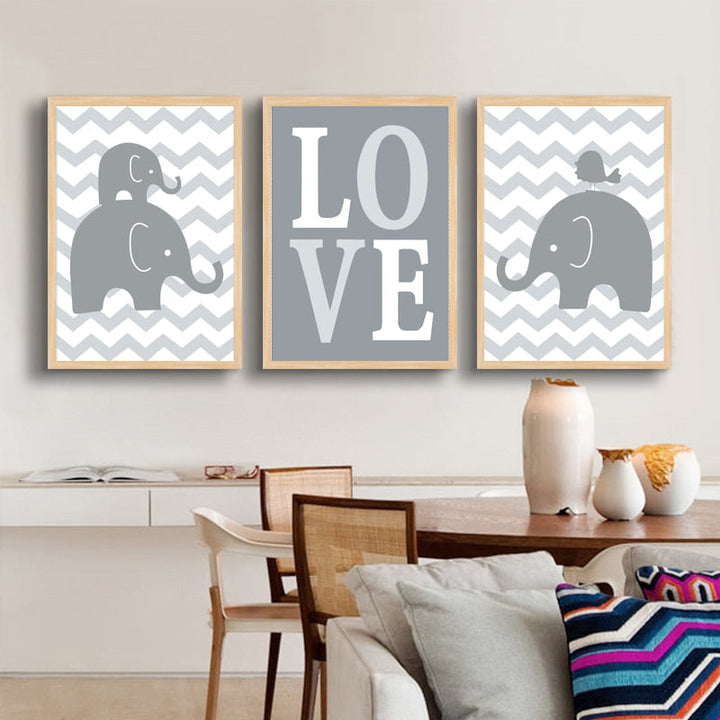 Sweet Elephants - Canvas Wanddecoratie Schilderij