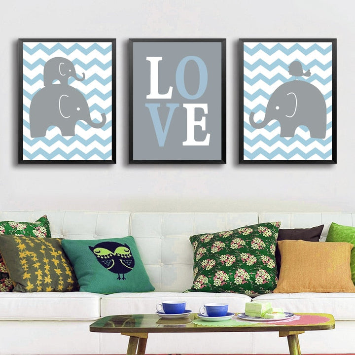 Sweet Elephants - Canvas Wanddecoratie Schilderij