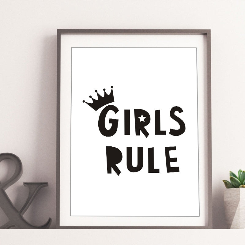 Meisje Regels Kinderkamer Decor Scandinavisch Cartoon - Canvas Wandkunst Schilderij