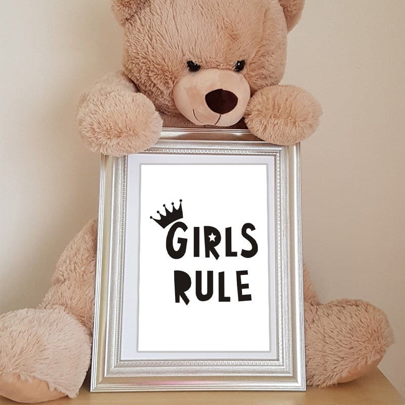 Meisje Regels Kinderkamer Decor Scandinavisch Cartoon - Canvas Wandkunst Schilderij