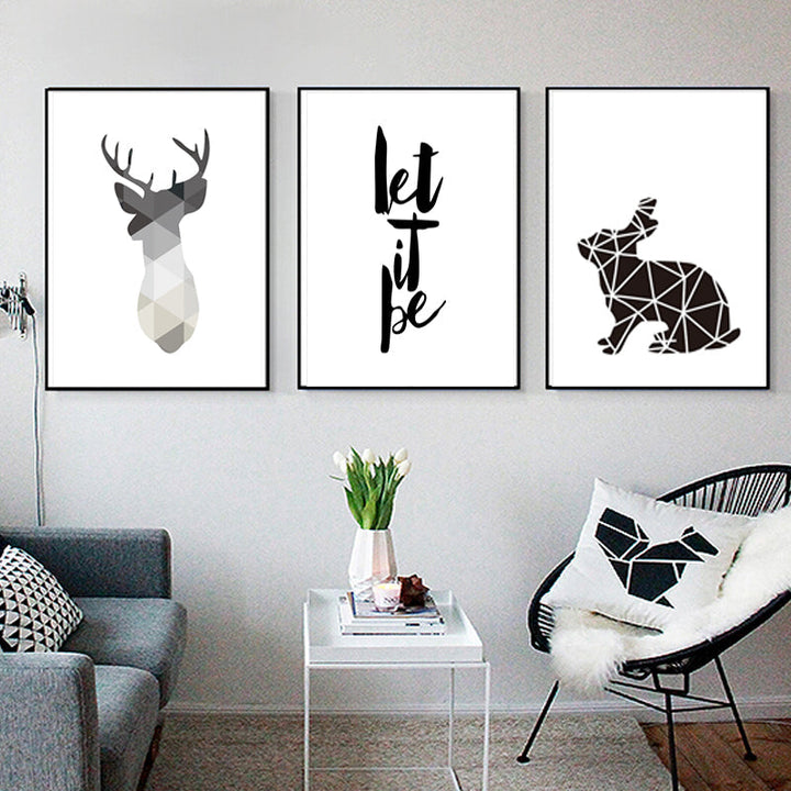Minimalistische Geometrische Herten - Canvas Wandkunst Schilderij