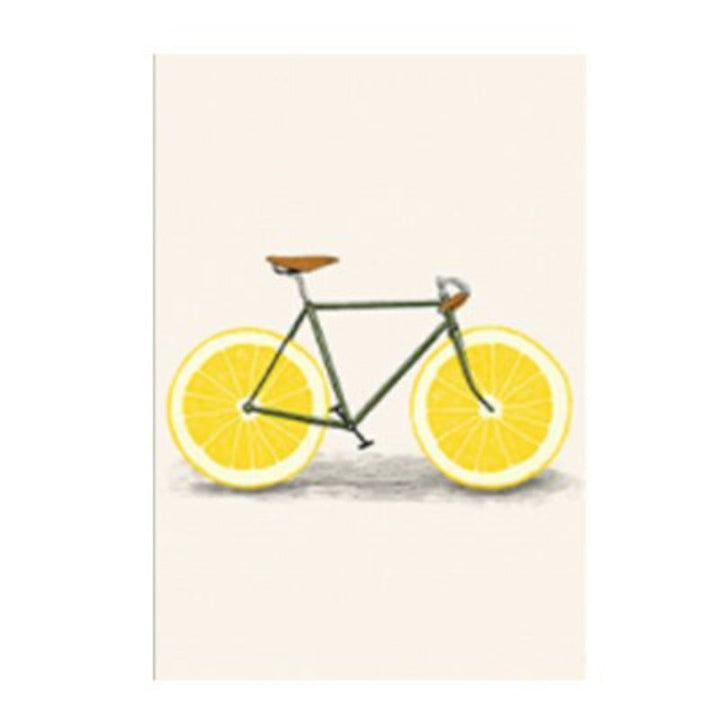 Minimalistische Mode Fruit Fiets - Canvas Wandkunst Print