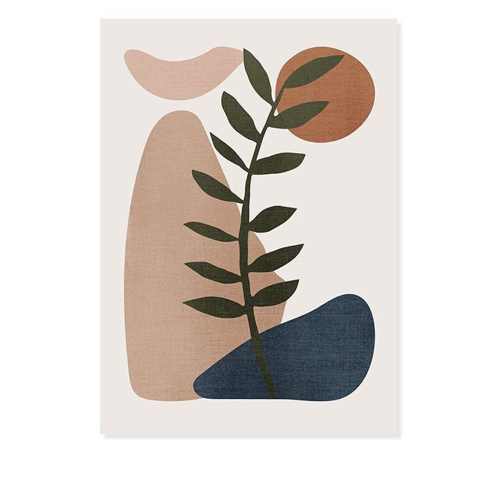 Minimalistische abstracte groene blad Bohemia - canvas wandkunst print