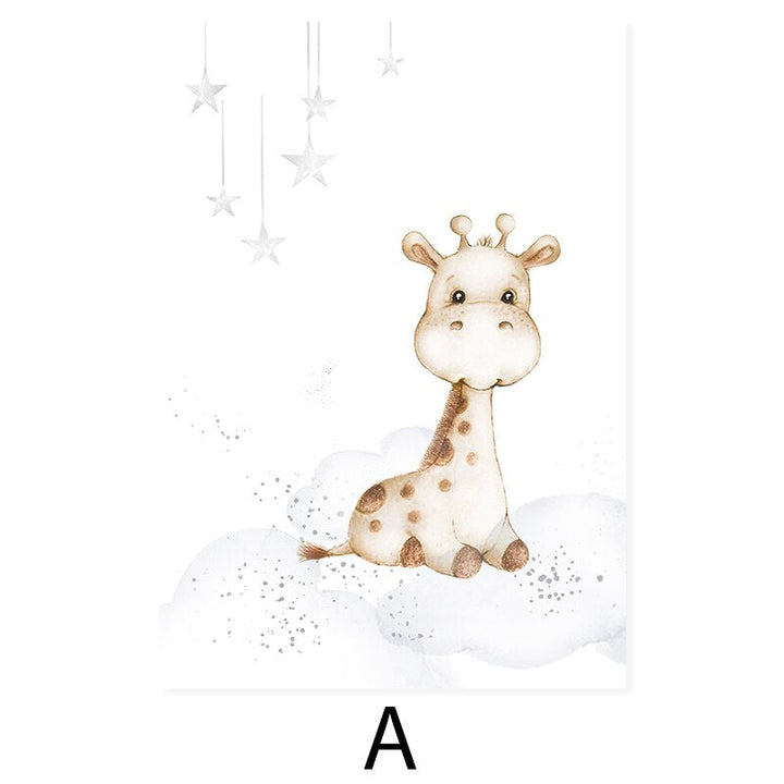 Schattige Cartoon Afrikaanse Dieren Kinderkamer - Canvas Muurdecoratie Print