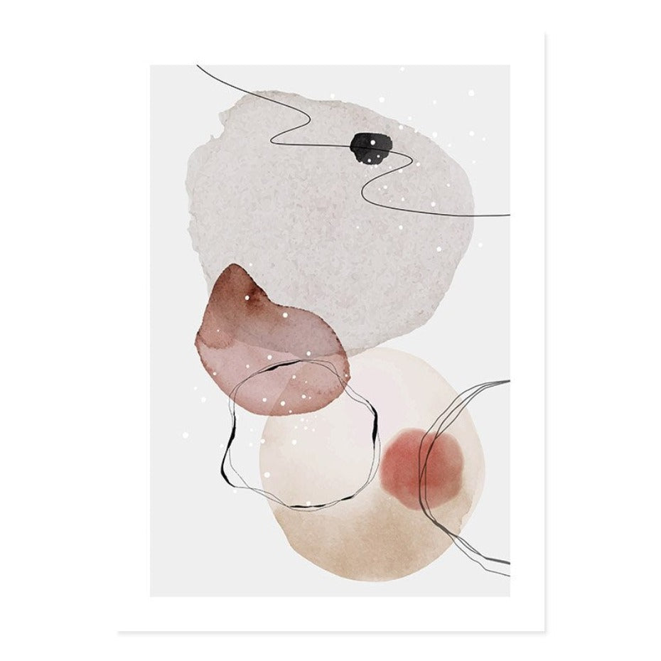 Donkere abstracte aquarel cirkels - canvas wandkunstprint