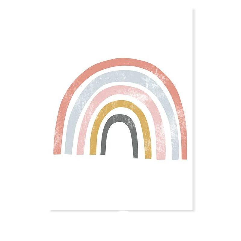 Magische Regenboog Cartoon Meisje Kinderkamer - Canvas Muurdecoratie Print
