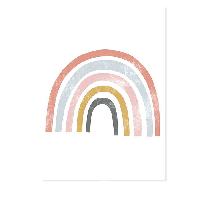 Magische Regenboog Cartoon Meisje Kinderkamer - Canvas Muurdecoratie Print