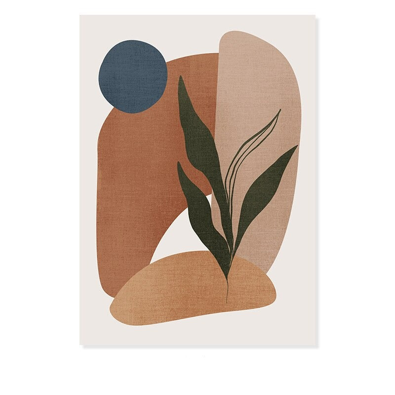 Minimalistische abstracte groene blad Bohemia - canvas wandkunst print