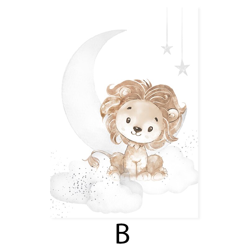 Schattige Cartoon Afrikaanse Dieren Kinderkamer - Canvas Muurdecoratie Print