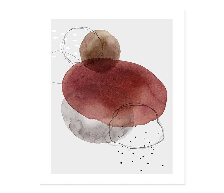 Donkere abstracte aquarel cirkels - canvas wandkunstprint