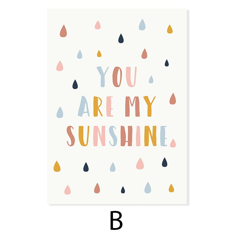 Happy Color You Are My Sunshine Kinderkamer - Canvas Muurkunst Print