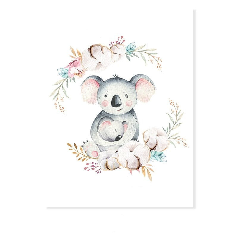 Loving Koala Moeder & Baby Slinger - Canvas Wanddecoratie Print