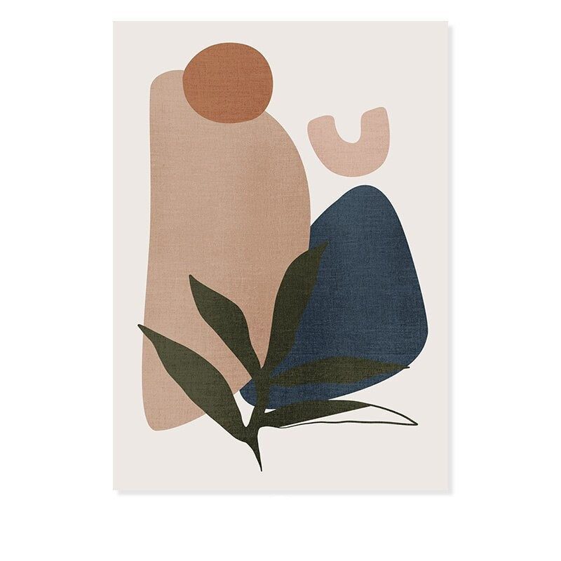 Minimalistische abstracte groene blad Bohemia - canvas wandkunst print