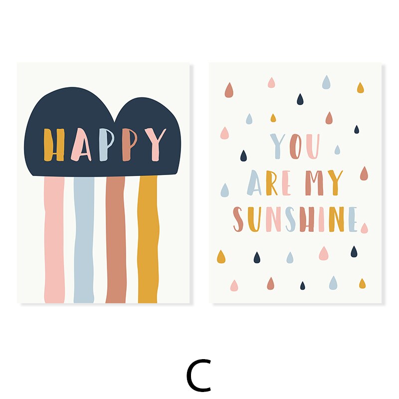 Happy Color You Are My Sunshine Kinderkamer - Canvas Muurkunst Print