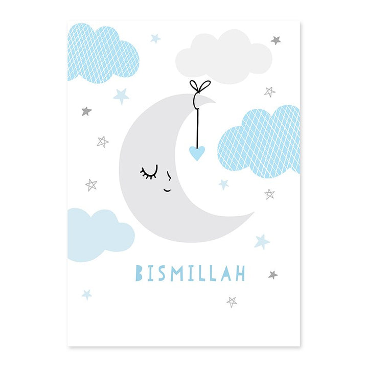 Schattig Roze & Blauw Islamitisch Moslim Kinderkamer - Canvas Wandkunst Print