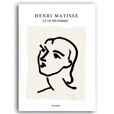 Vintage Europese Matisse Lijn Figuur - Canvas Wandkunst Print