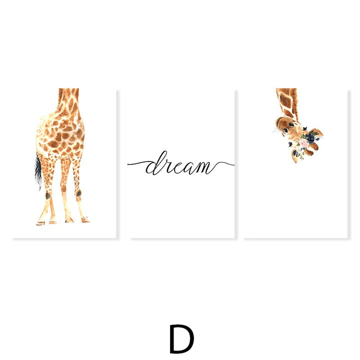 Schattige Giraffe Droom Aquarel - Canvas Wandkunst Druk