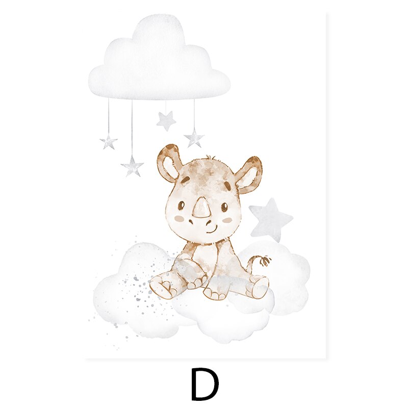 Schattige Cartoon Afrikaanse Dieren Kinderkamer - Canvas Muurdecoratie Print
