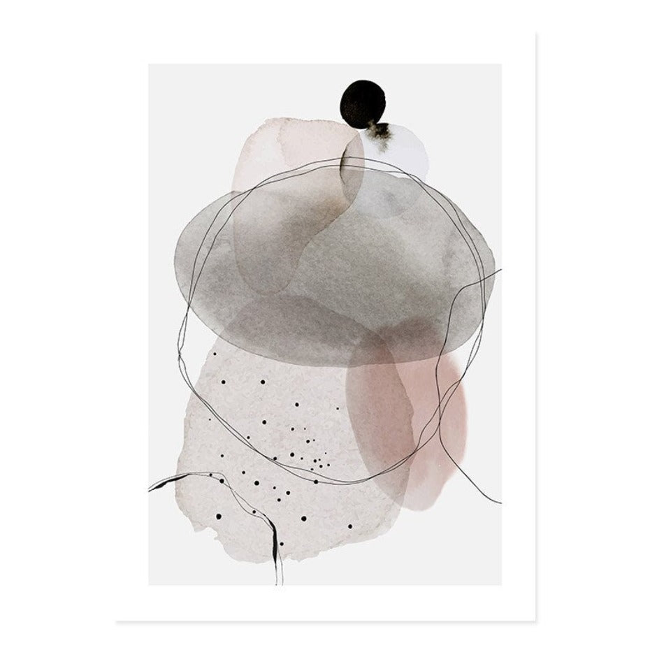 Donkere abstracte aquarel cirkels - canvas wandkunstprint