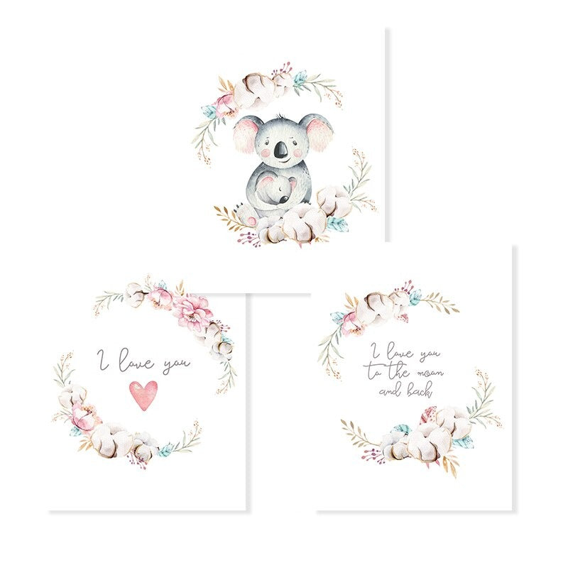 Loving Koala Moeder & Baby Slinger - Canvas Wanddecoratie Print