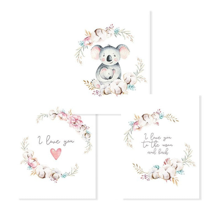 Loving Koala Moeder & Baby Slinger - Canvas Wanddecoratie Print