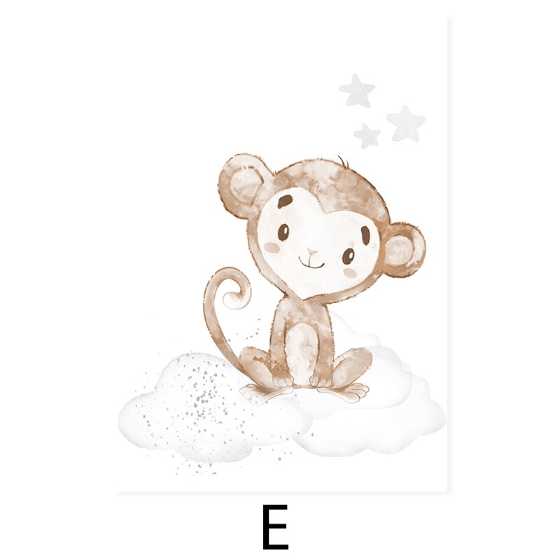 Schattige Cartoon Afrikaanse Dieren Kinderkamer - Canvas Muurdecoratie Print