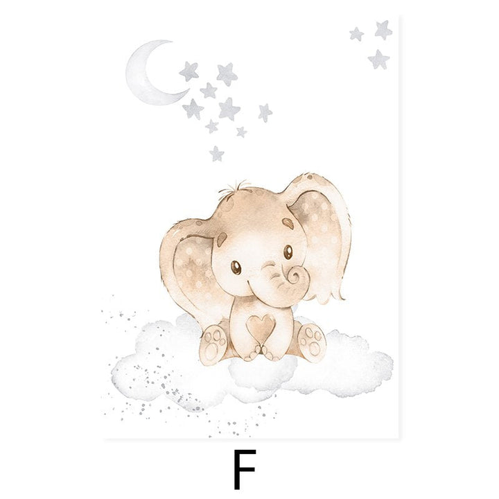 Schattige Cartoon Afrikaanse Dieren Kinderkamer - Canvas Muurdecoratie Print