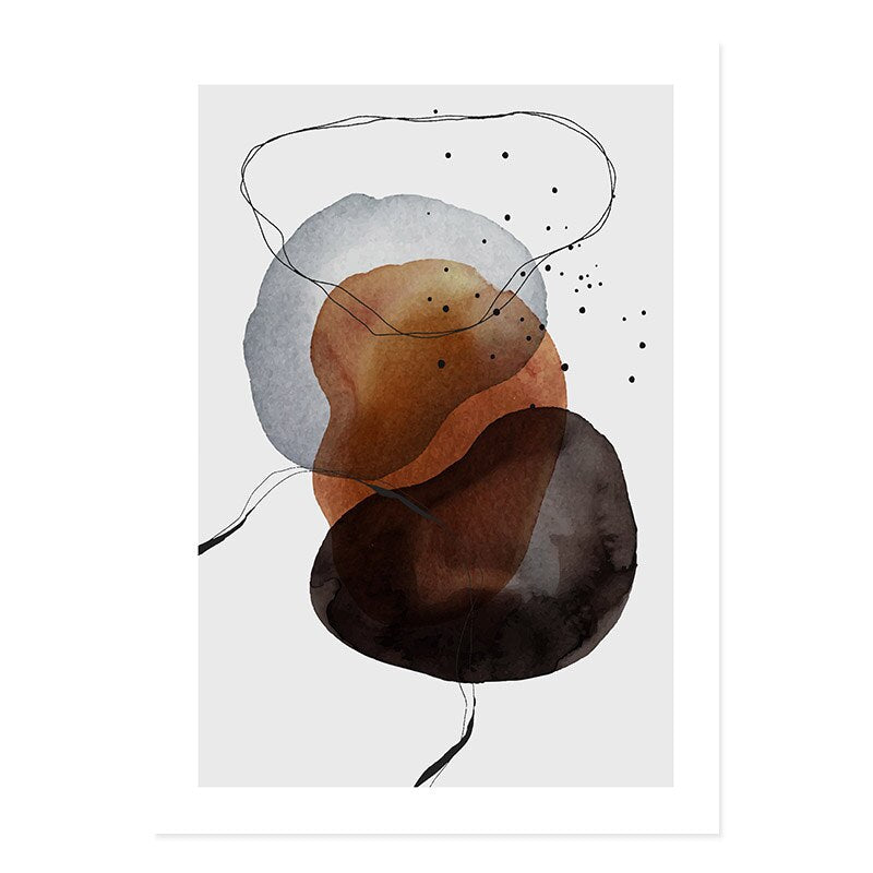 Donkere abstracte aquarel cirkels - canvas wandkunstprint