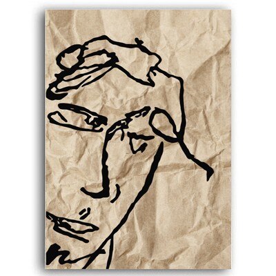 Vintage Europese Matisse Lijn Figuur - Canvas Wandkunst Print