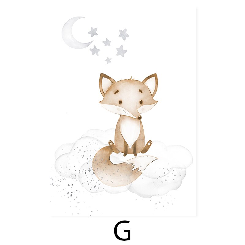 Schattige Cartoon Afrikaanse Dieren Kinderkamer - Canvas Muurdecoratie Print