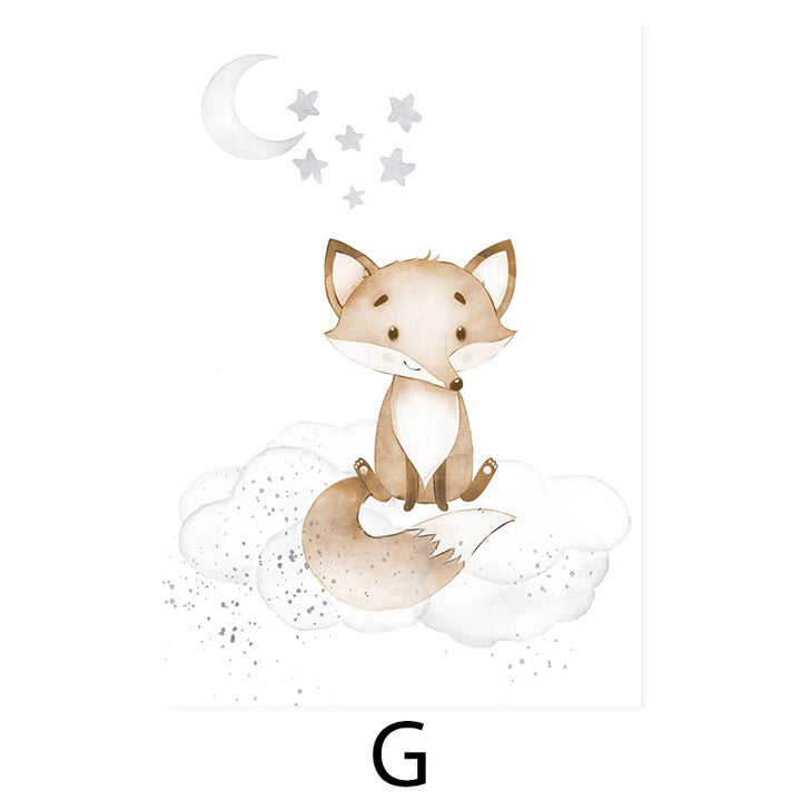 Schattige Cartoon Afrikaanse Dieren Kinderkamer - Canvas Muurdecoratie Print