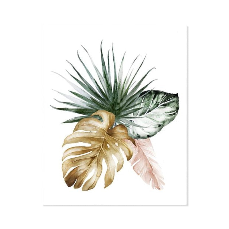 Tropische Botanische Groene Bladeren - Canvas Muurdecoratie Print