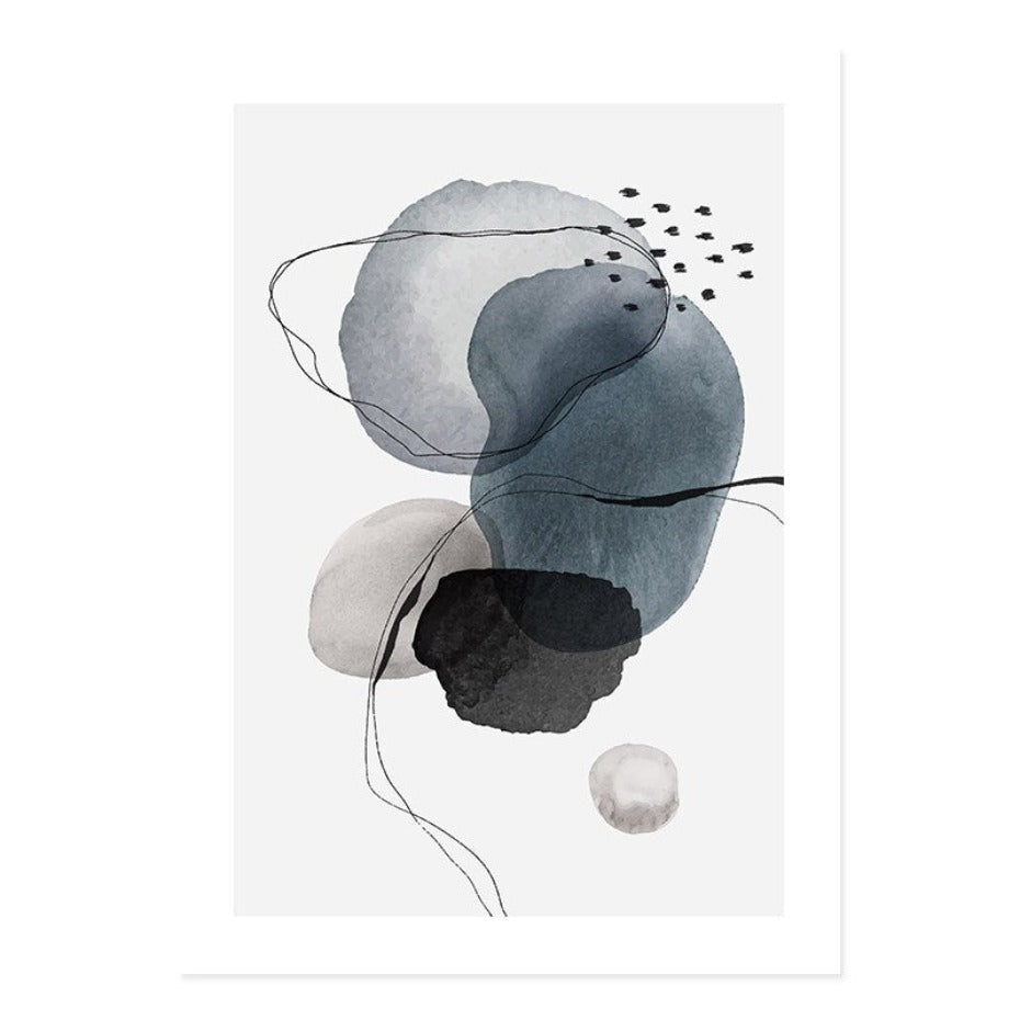 Donkere abstracte aquarel cirkels - canvas wandkunstprint