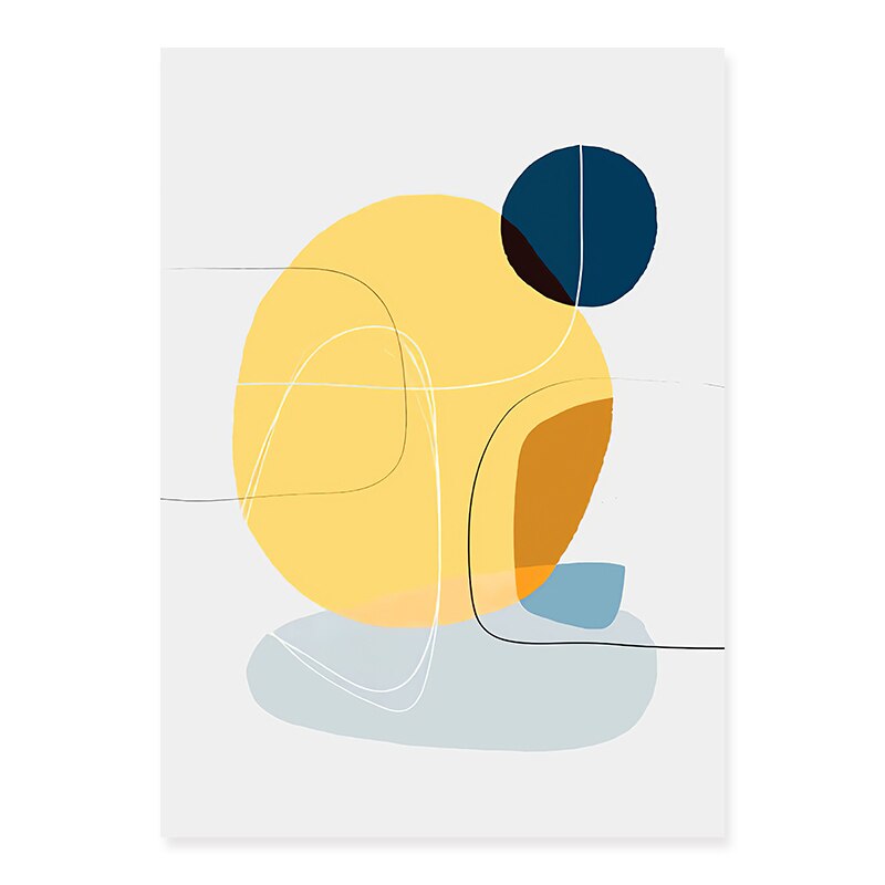 Trendy Abstract Gele Grafische Ontwerpen - Canvas Wanddecoratie Print