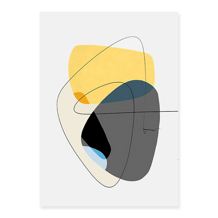 Trendy Abstract Gele Grafische Ontwerpen - Canvas Wanddecoratie Print
