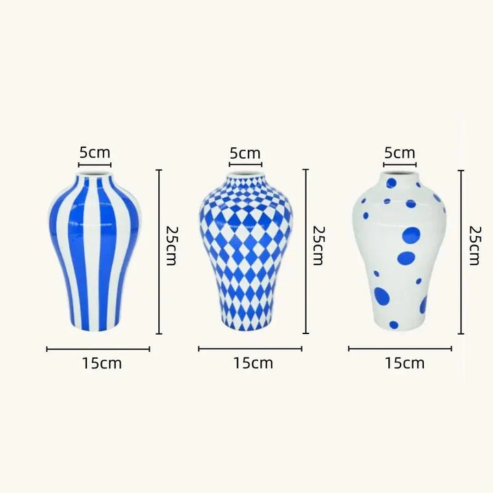 Vibrant Blue Geometric Ceramic Vase Moderne Wohnkultur | Arosta