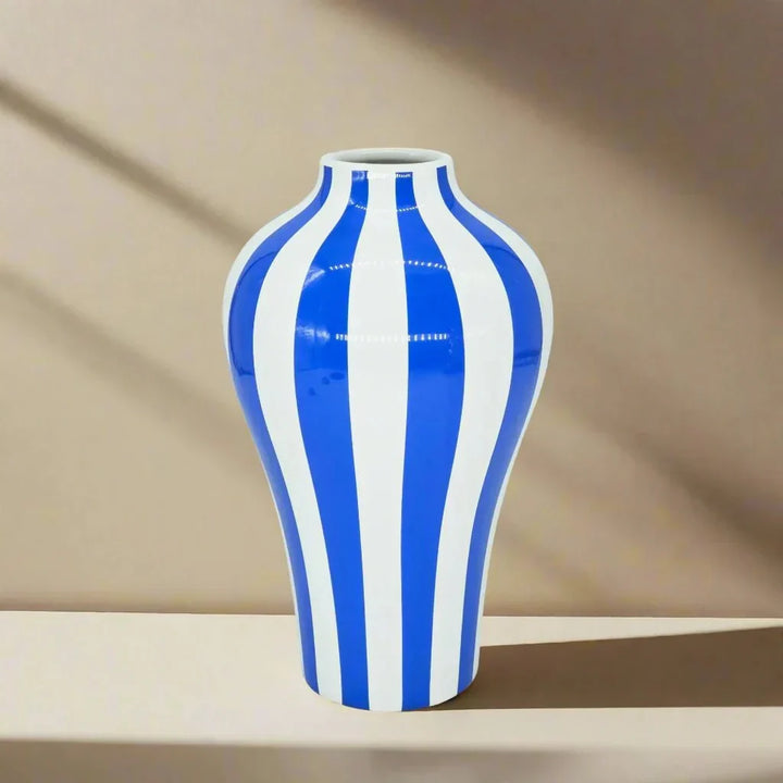 Vibrant Blue Geometric Ceramic Vase Moderne Wohnkultur | Arosta
