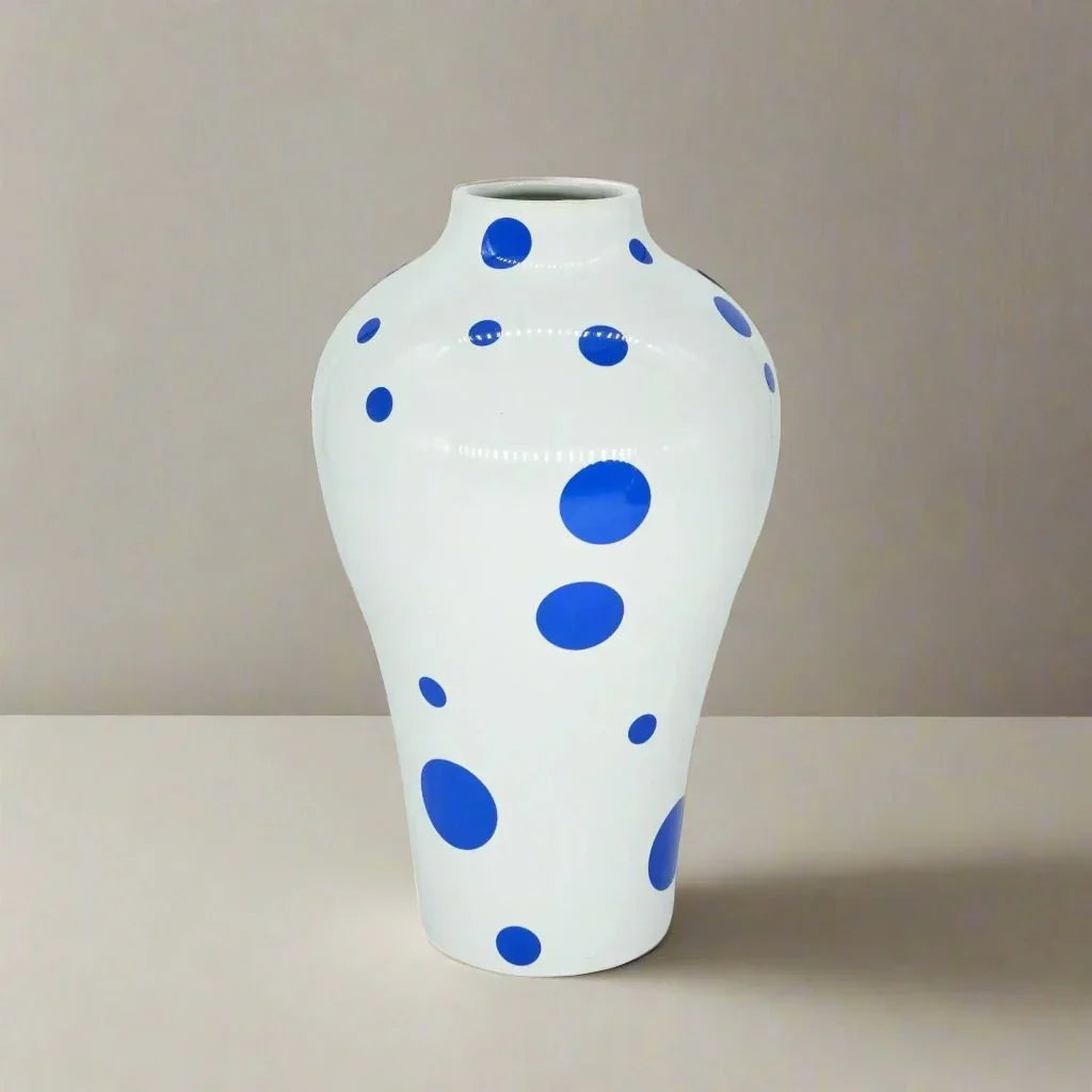 Vibrant Blue Geometric Ceramic Vase Moderne Wohnkultur | Arosta
