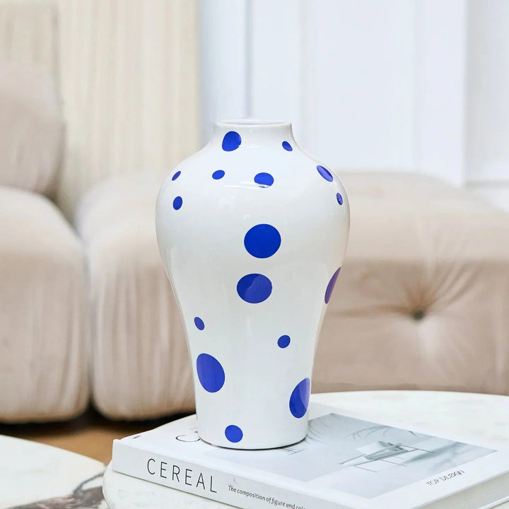 Vibrant Blue Geometric Ceramic Vase Moderne Wohnkultur | Arosta
